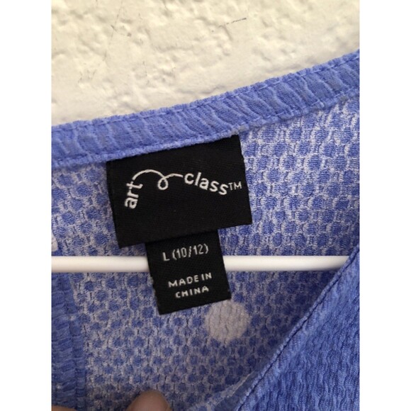 Art Class Girls Blue White Polka Dot Long Sleeve Dress Large ( 10 / 12 ) - Picture 5 of 6